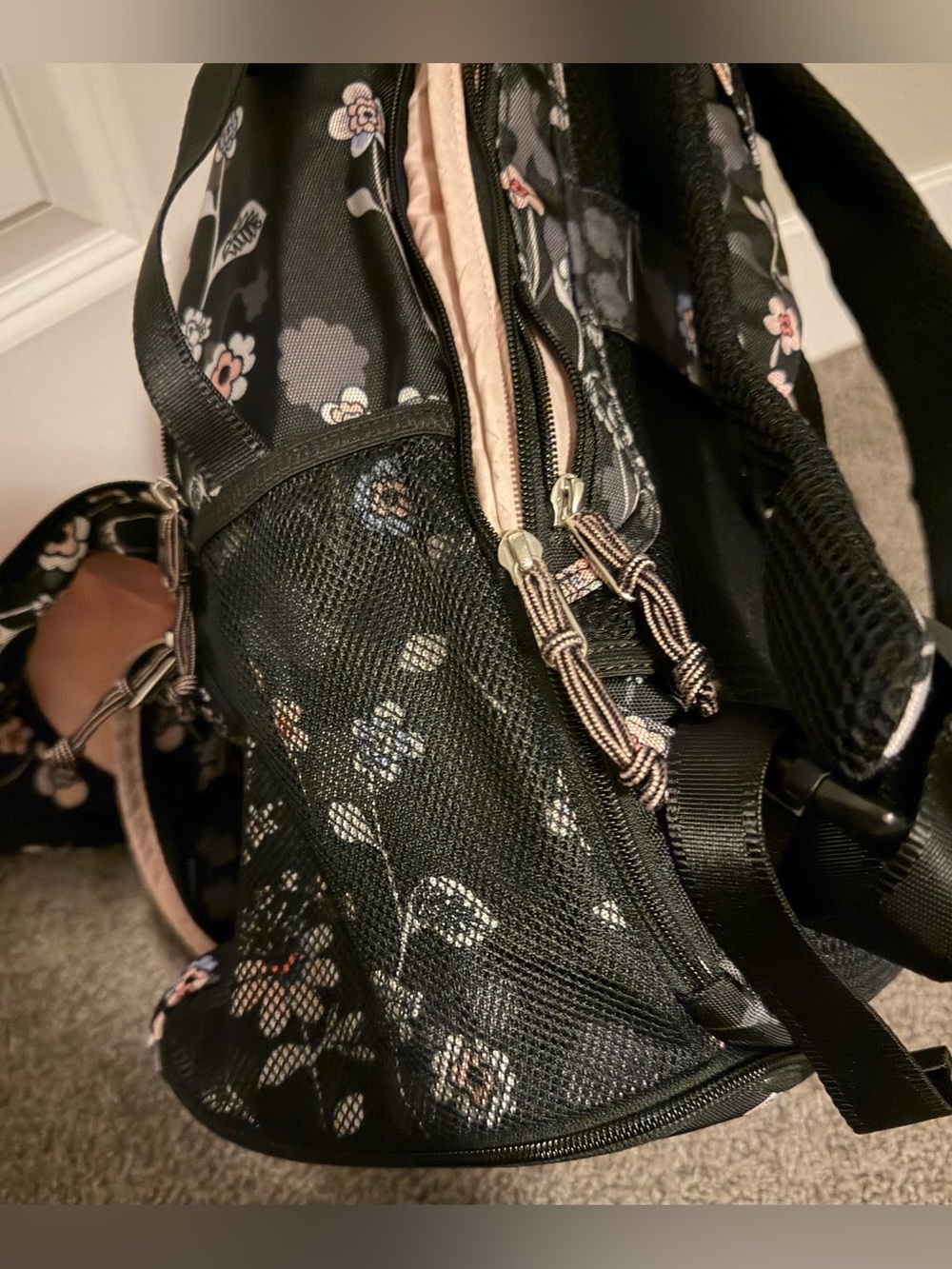 VERA BRADLEY Lighten Up Journey Backpack in Black, White & Pink Floral Print - Picture 4 of 6